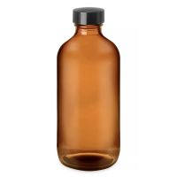 ULINE® Amber Boston Round Glass Bottles